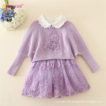 Frühling Kinder Mädchen stricken Pullover Kleider Baby Mädchen Tüll Spitze Tutu Winter Prinzessin Pullover Pullover